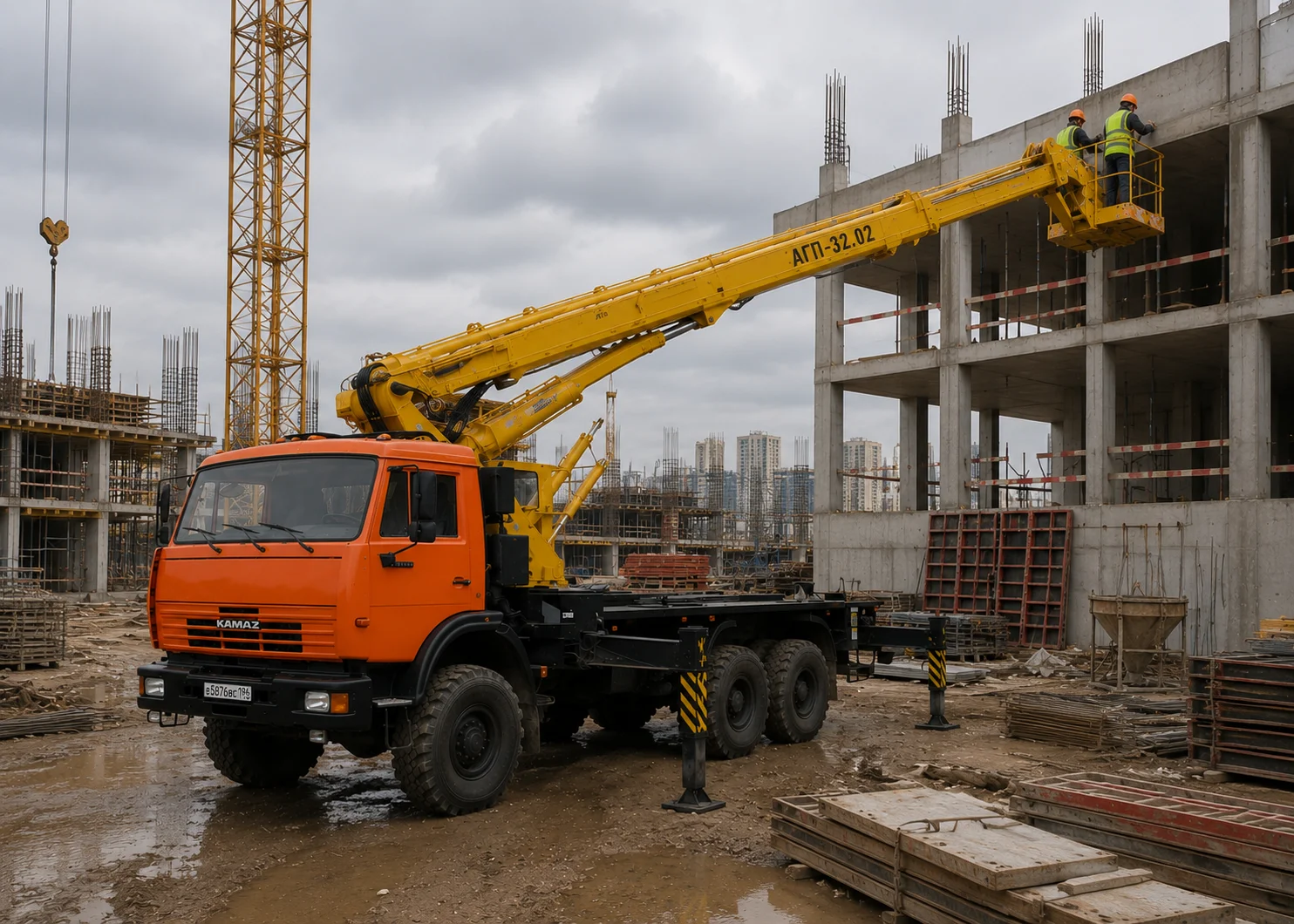 Аренда автовышки 28 метров в Воложине